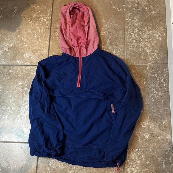 y2k skater Stussy pink and blue quarter zip - Picture 1 of 5